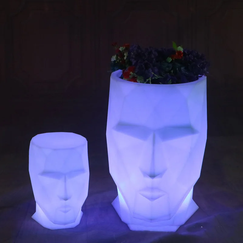 Cheap Plastic tables Creative Led Light up Moulded Event Furniture Head Shaped Adan Coffee Bar Table