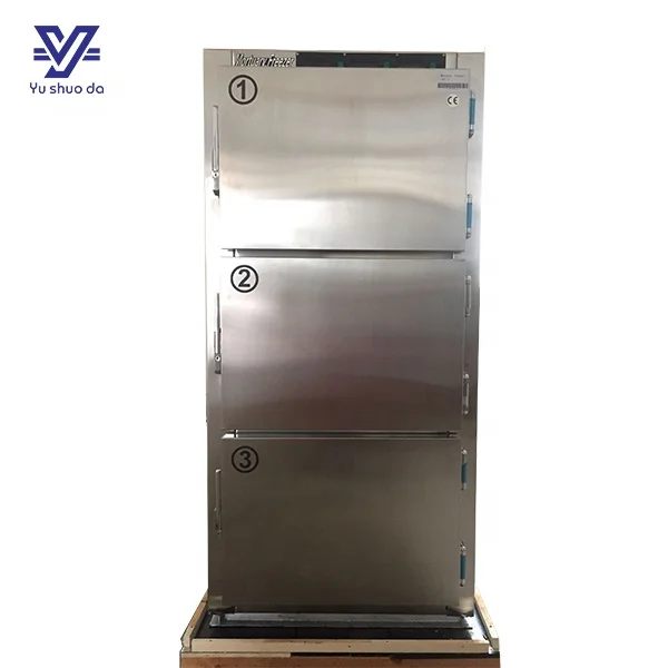 YUSHUODA hospital use refrigeration equipment 3 corpses freezer and refrigerator with wheel