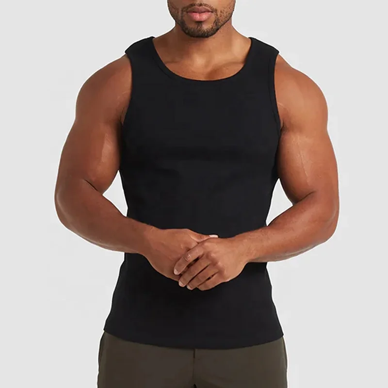 100% хлопковая ребристая приталенная Майка с высоким эластичным винтажным стилем стрингеры с круглым вырезом дышащая трикотажная