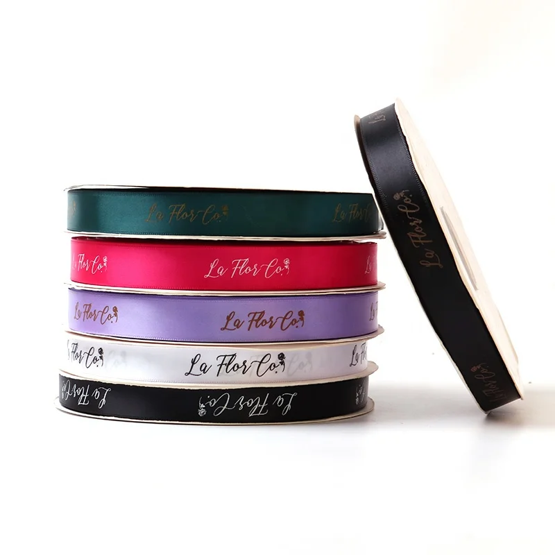 1.5cm ,2cm Custom colorful printed stain ribbon with logo packaging for flower boxes,print ribbon package for gifts