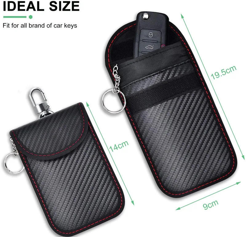 Carbon Fiber Faraday Key Fob Protector Compact Pocket Size Signal Blocking Faraday Pouch Car Key Case Wallets Faraday Bag