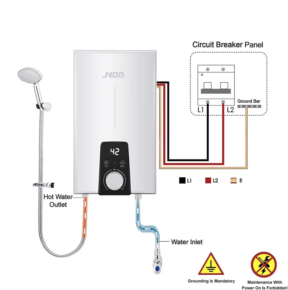 3.5kW 4.5kW 5.5kW ELCB Thermostatic calentador de agua Hot Water Geyser Tankless Instant Electric Water Heater