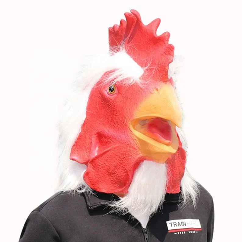 Realistic Rooster Costume Mask Droll Cock Cosplay Stage Performance Novelty Latex Animal Full Head Party Mask For Carnival