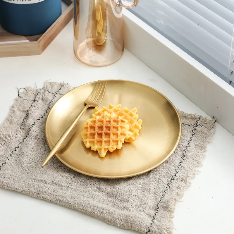 Stainless Steel Gold Charger Plates Dishes Golden/Silver Color Dinner Round Tray Metal Dish Plate For Home Restaurant