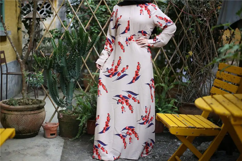 9074#Modest fashion long sleeve islamic clothing  muslim evening dress for women dresses abaya