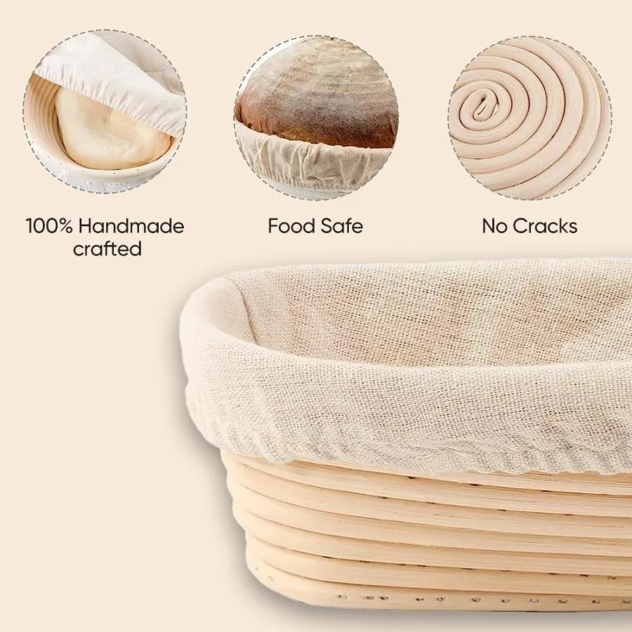 wholesale 10inch Rattan Oval Baguette  Fermentation Basket Bread Dough Proofing Basket