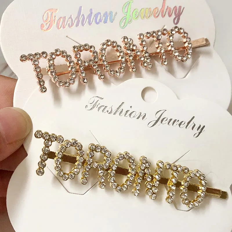 LHP006 Trade assurance Fashion hair pin zircon Rhinestone Custom yes sweet love  letter hair pin for Women jewelry wholesale