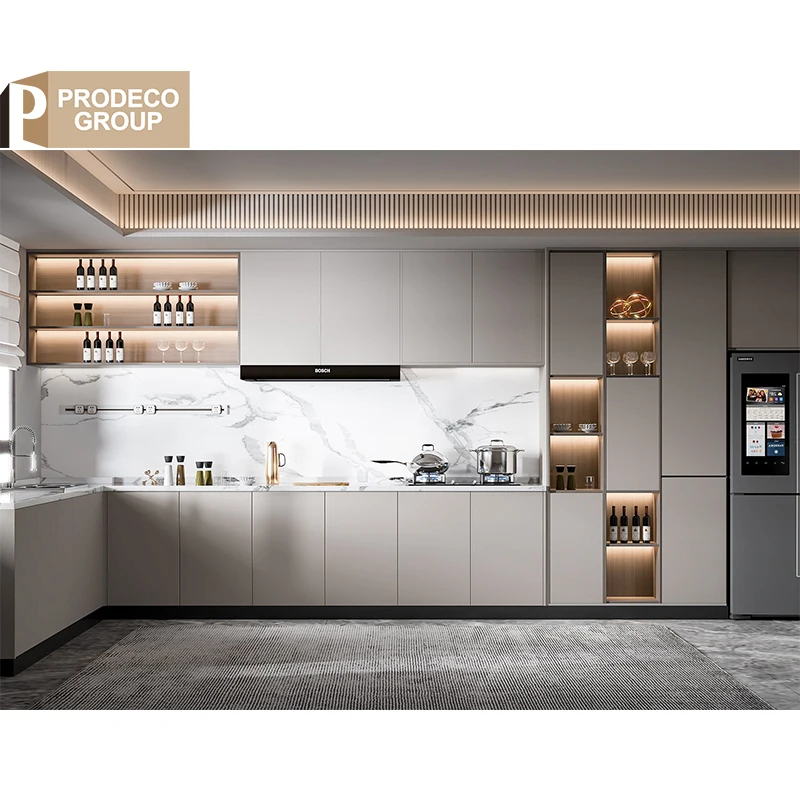 Prodeco Furniture High End Italian WPC Kitchen Cabinets with Island Made in China for Household