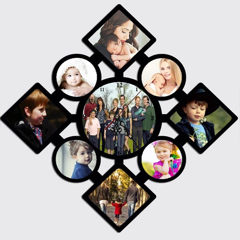 
2020 Newest 25cm Square Sublimation Blank MDF Wooden Wall Clock Photo Frame 