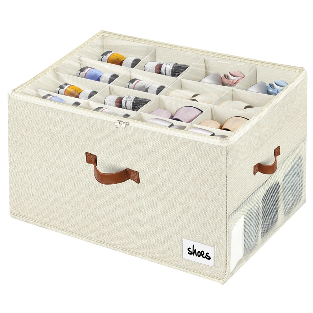 2024 Best Selling Multifunctional Stackable Hardshell Shoe Storage Containers with Foldable Dividers