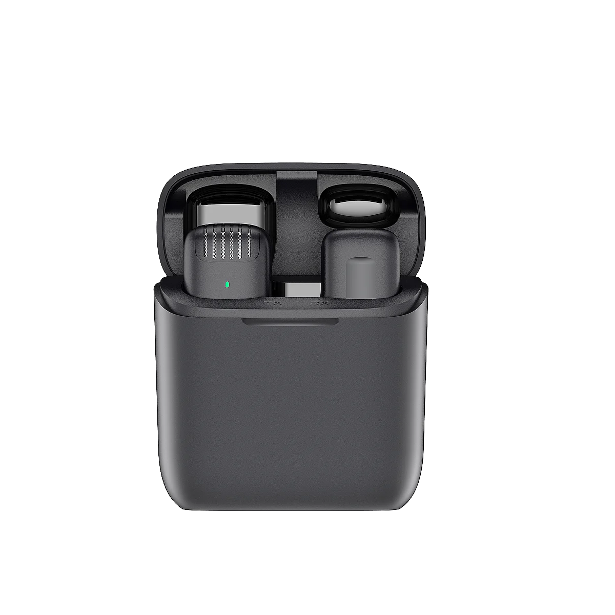 Stereo Noise Cancelling Live Video Portable 1 to 2 Mini Lavalier Wireless Microphone Clip-on With Charging Case For IOS Devices