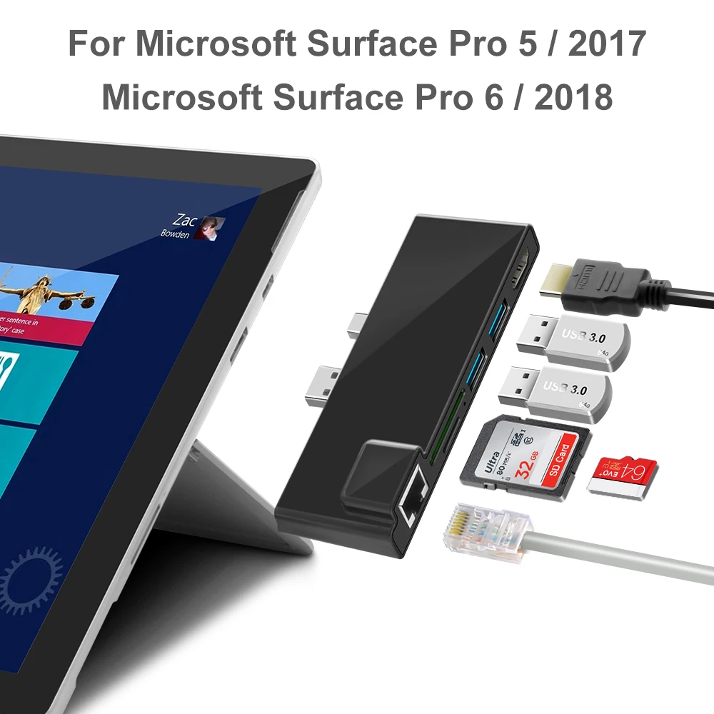 Все в одном usb hub с HDMl 4 к TF/SD card reader USB3.1 концентратор адаптер combo для поверхности pro5 pro6