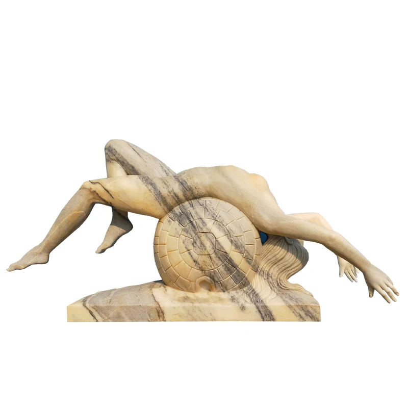 Factory direct marble carving Exquisite handicrafts Hand carved elegant sleeping angel marble sculpture