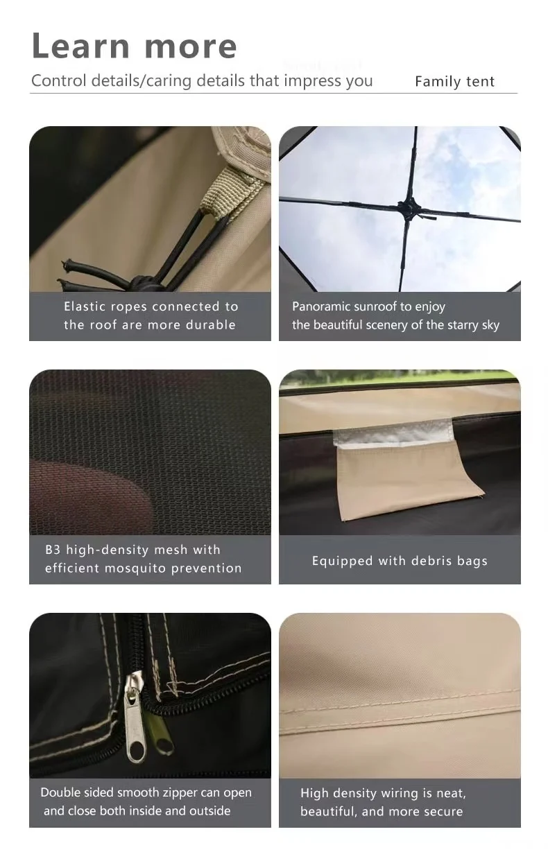 Wilderness camping tent  enjoy the panoramic view innovative technology thickened sunscreen silver coating  family  outdoor tent