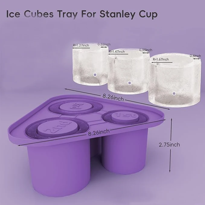 Ice Cube Tray Drinking Cup  Soft Food Grade  Reusable 3 Pcs Silicone Hollow Cylinder Ice Mold with Lid for Freezer