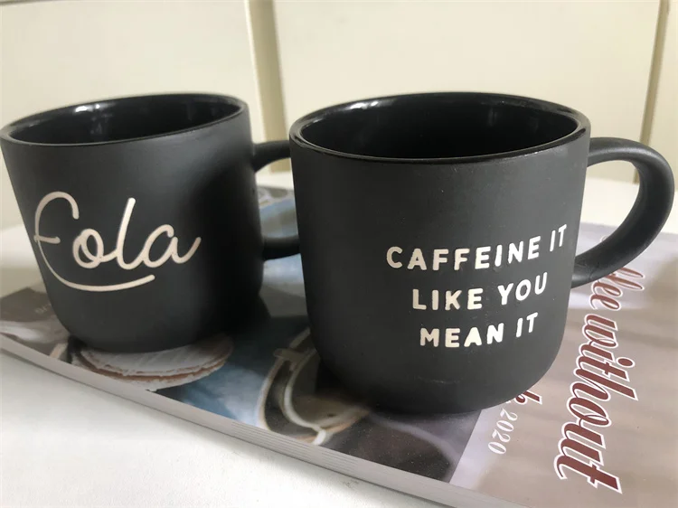 Wholesale bulk gift set custom logo nordic 300ml porcelain ceramic latte cup matte black coffee tea mug