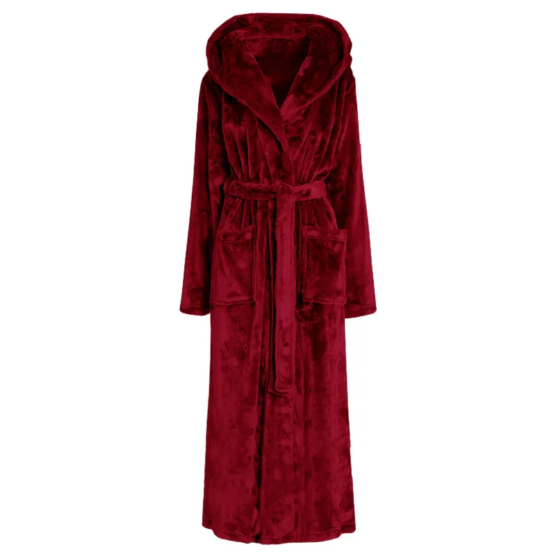 Mens Grey Super Soft Fleece Hooded Robe Dressing Gown Black/Navy/Grey/Burgundy