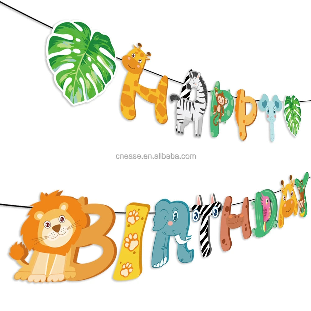 Huancai safari party decorations birthday banner wild jungle animal decor First birthday