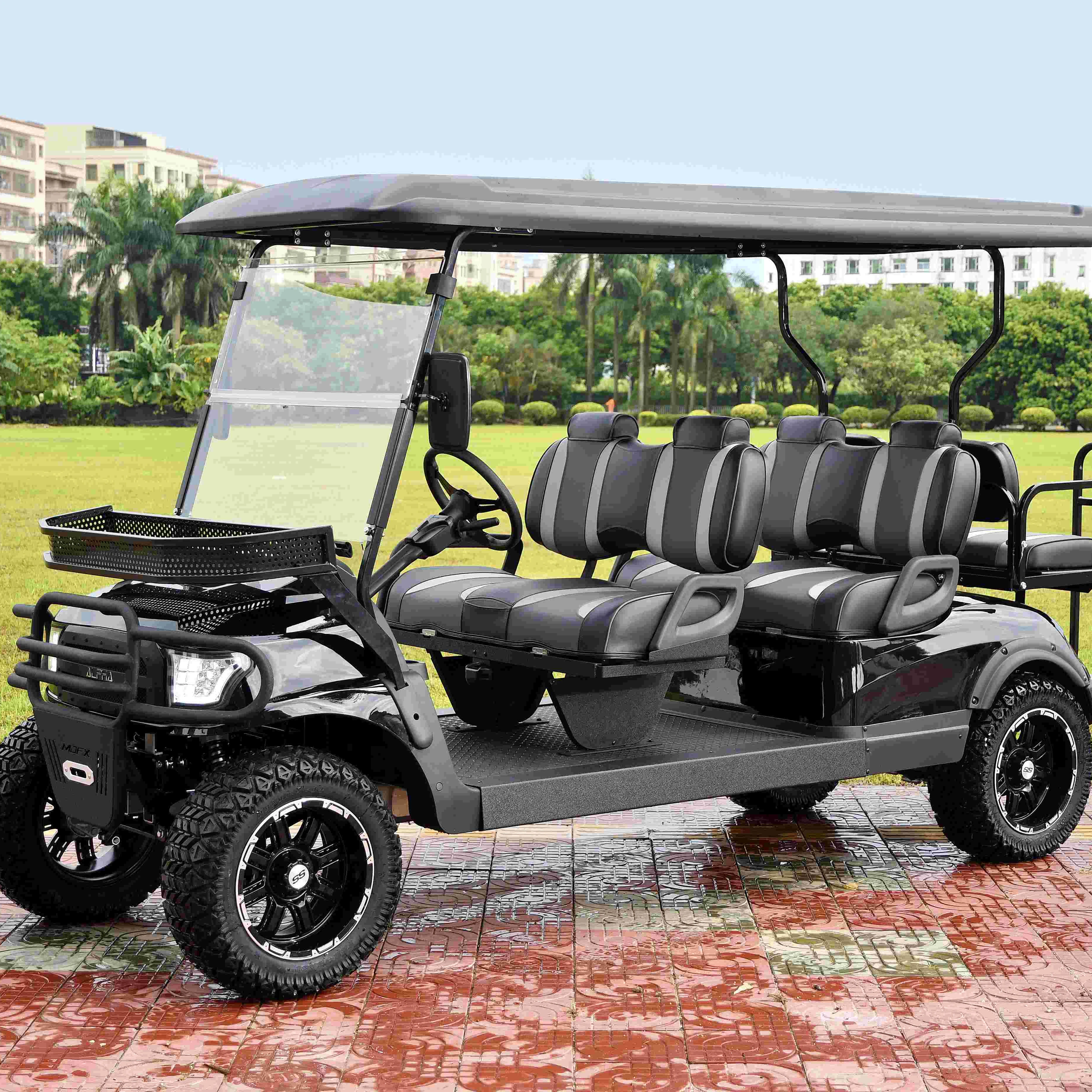 Street legal classic electric golf car 4 passenger, lihitum system off-road electric vehicle utility trailer