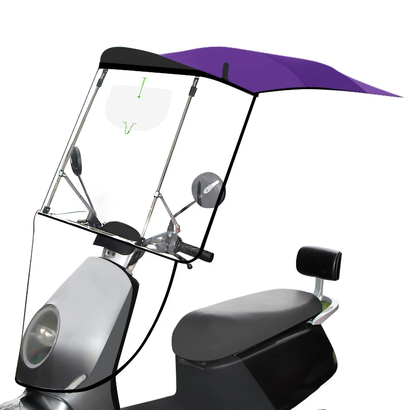 Hot Sale Full Cover Scooter Umbrella Covered Electric Bike Umbrella Waterproof Windproof Sunshade Motorcycle Umbrella For Rain
