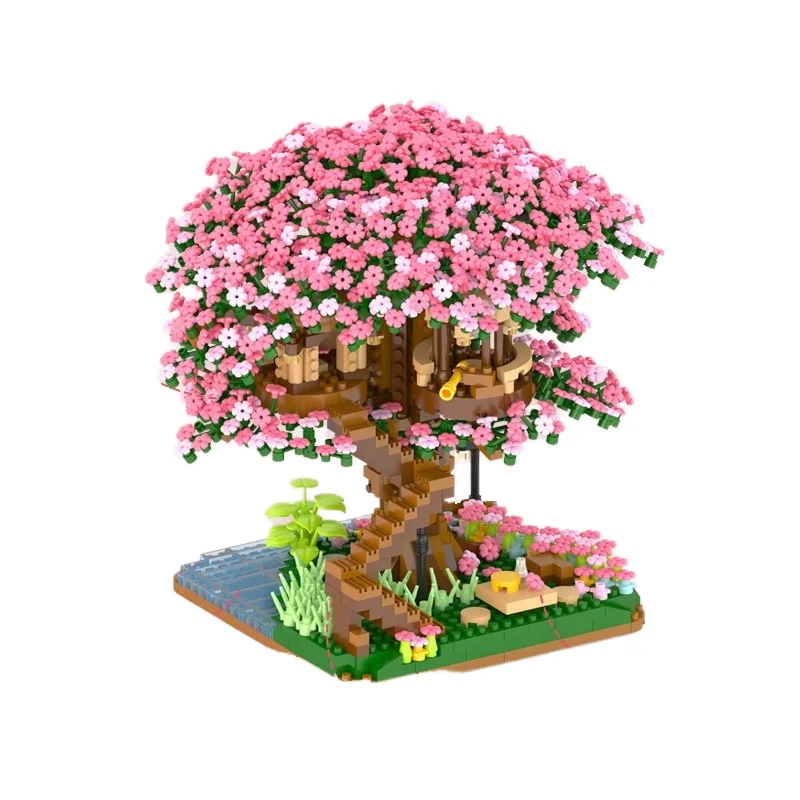 2138-Piece Plastic Cherry Blossom Blocks & Model Building DIY Toys Unisex Anime Construction Set with Box Packaging Gift Girls