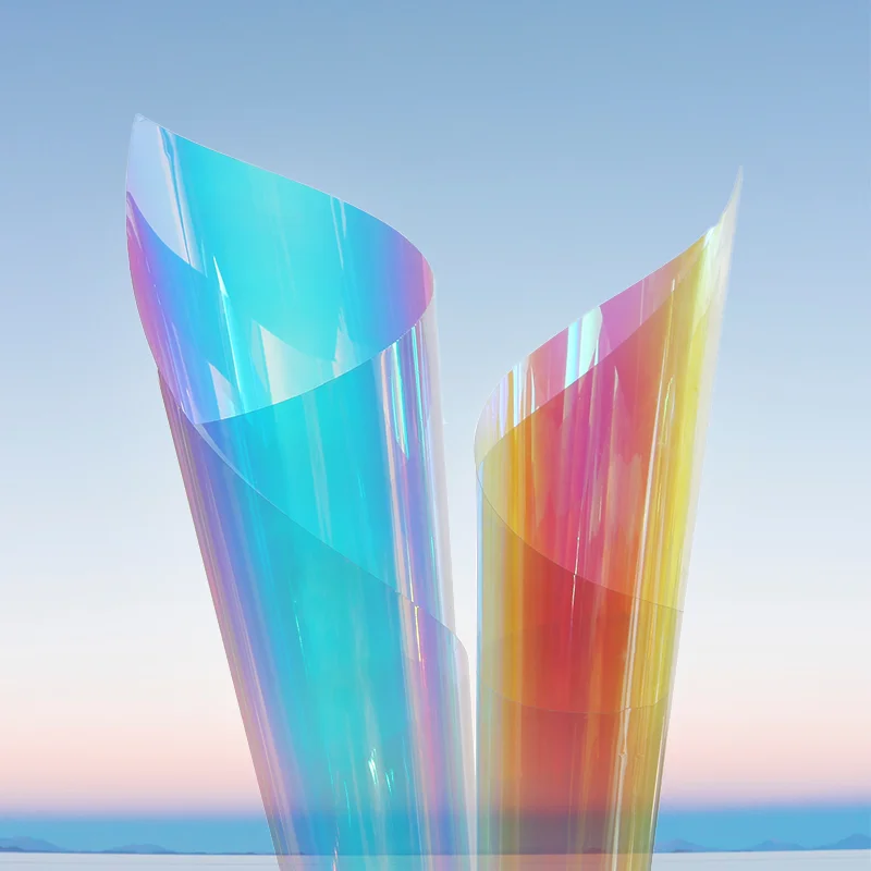 Iridescent Window Self adhesive Uv Laminated Luminescent Reflective Glass Beads Film (1600260183953)