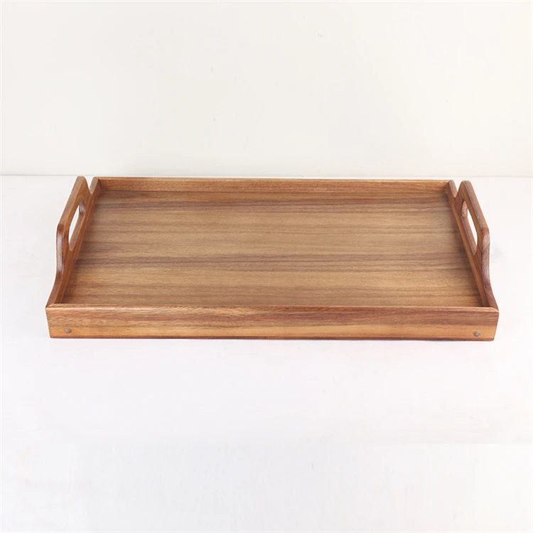 Customization Folding Dining Table Organizer Wooden Breakfast Tray with Handle