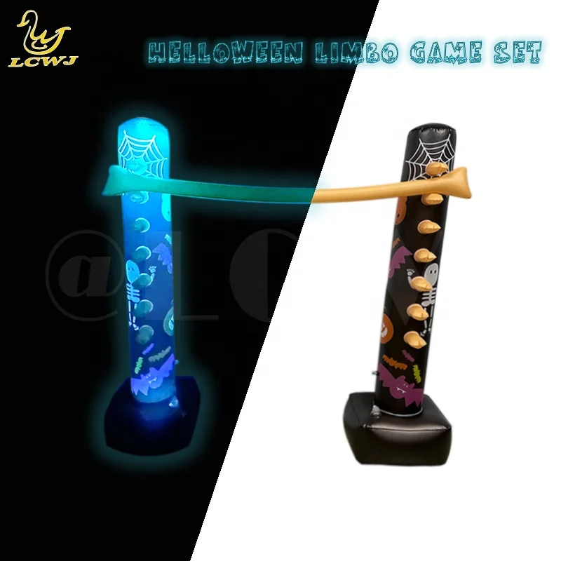 LC Backyard Games Indoor Holiday Fun Luminous Helloween Decor Inflatable Limbo Game with LED Light for Adults and Family