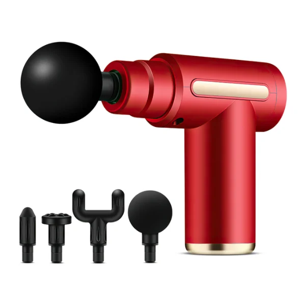 Factory Cheap Price Handheld Mini Black Massage Gun with 6 Speeds & 4 Massage Heads Fast Frequency Vibration Body Muscle Massage