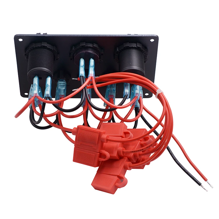 5 Gang Marine Switch Panel 12v With Usb Charger Socket And Voltage Meter