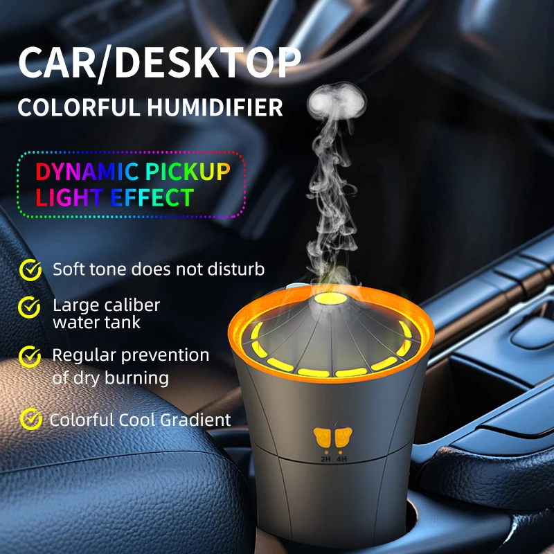 SHOUMING Mini 280ML Air Humidifier Essential Aroma Oil Diffuser Ultrasonic Wood Grain led Portable Desktop Air Cooler Humidifier