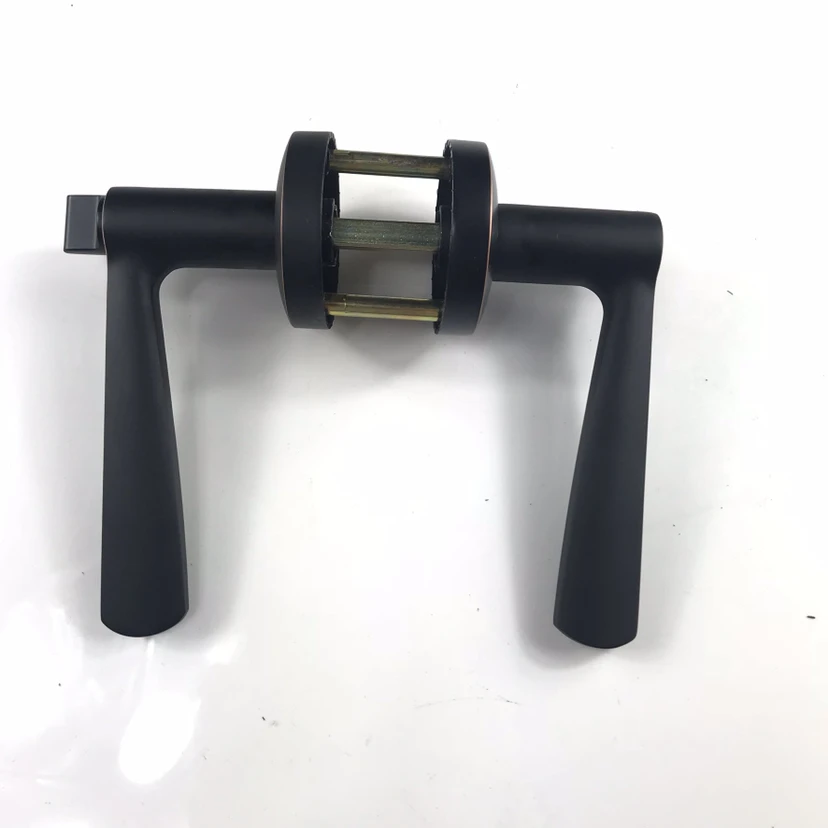 Modern round door handle lock privacy black door handle interior lock matte black bathroom zinc lever bronze lever lock