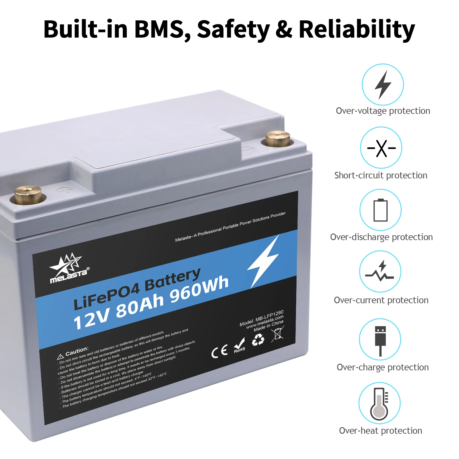 Melasta Hot Sale Lithium Ion Battery 12 Volt 80ah Energy Storage Power 12v Lithium Battery Packs