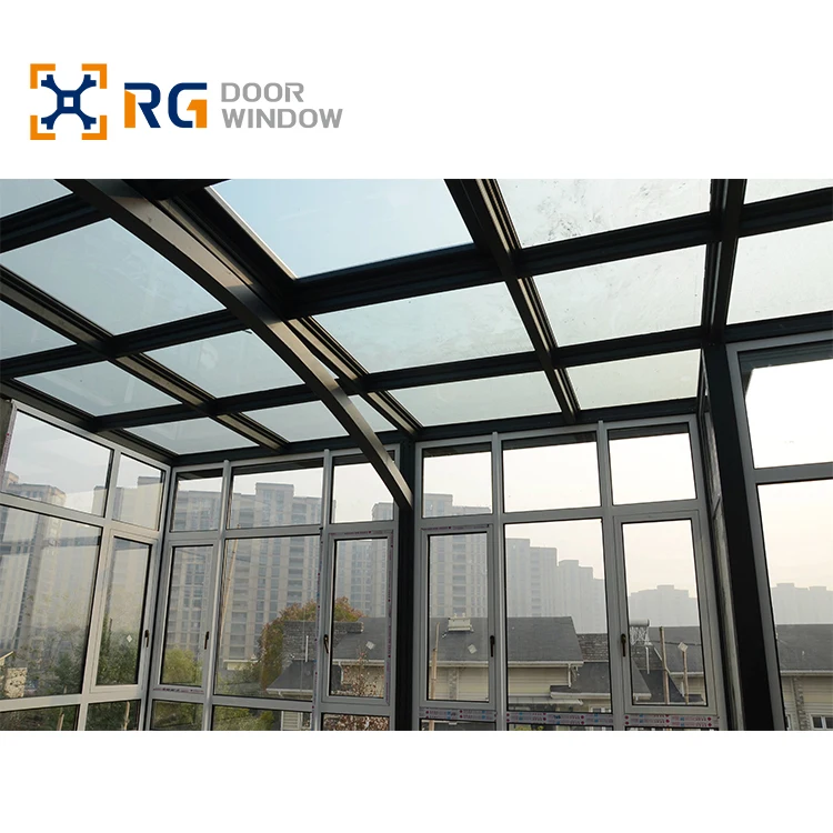 Customized Sunroom Conservatory Greenhouse Skylight Roof Window Sunroom Glass House Aluminium Solarium Sunroom