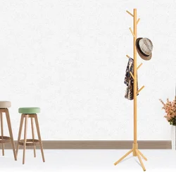 Wholesale Luxury Clothes Coat Hanger Standing Space Saving Multifunction Floor Wooden Coat Racks