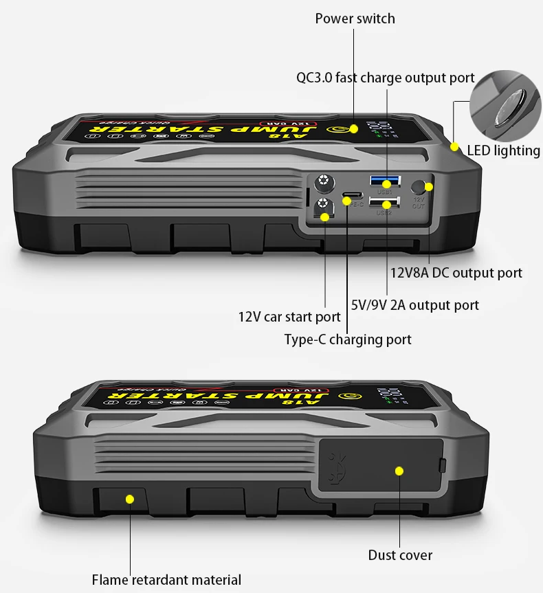 12V  Lithium Battery Car Jump Starter 10000/16000/20000mAh Jump Starter Auto Emergency Booster Portable Jump Starter