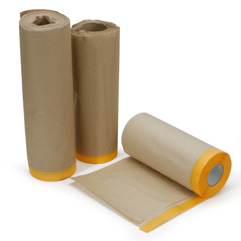 Interior Paint Masking Film Painting Protection Covering Kraft Pre-Taped Masking Film With Tape