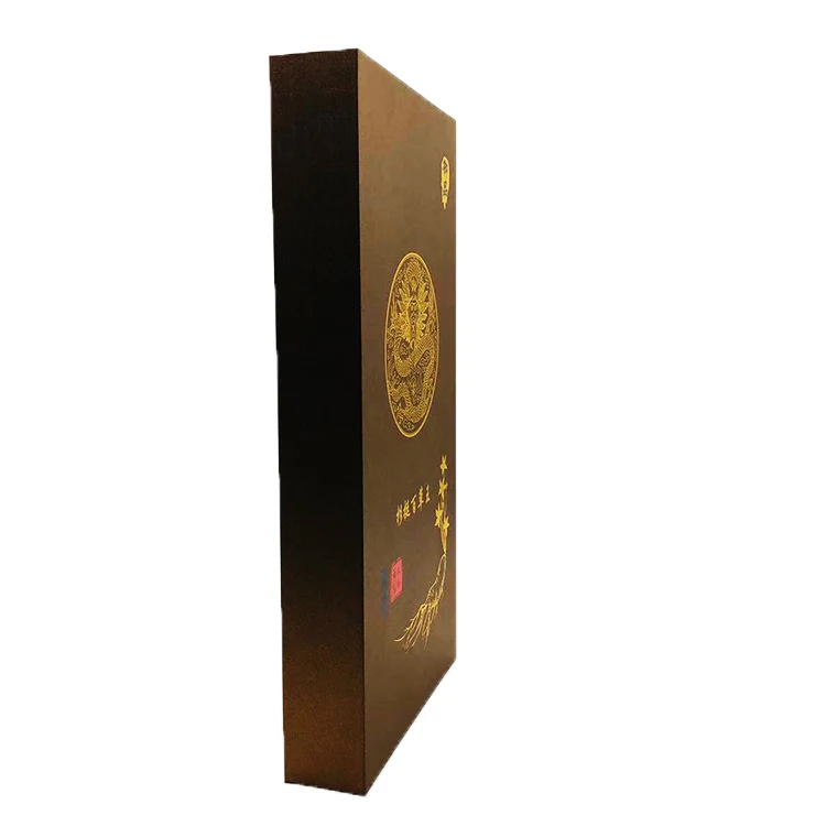 Custom Ginseng Packaging Golden Artpaper Hot Stamping Luxury Paperboard Gift Box with Magnetic Closure