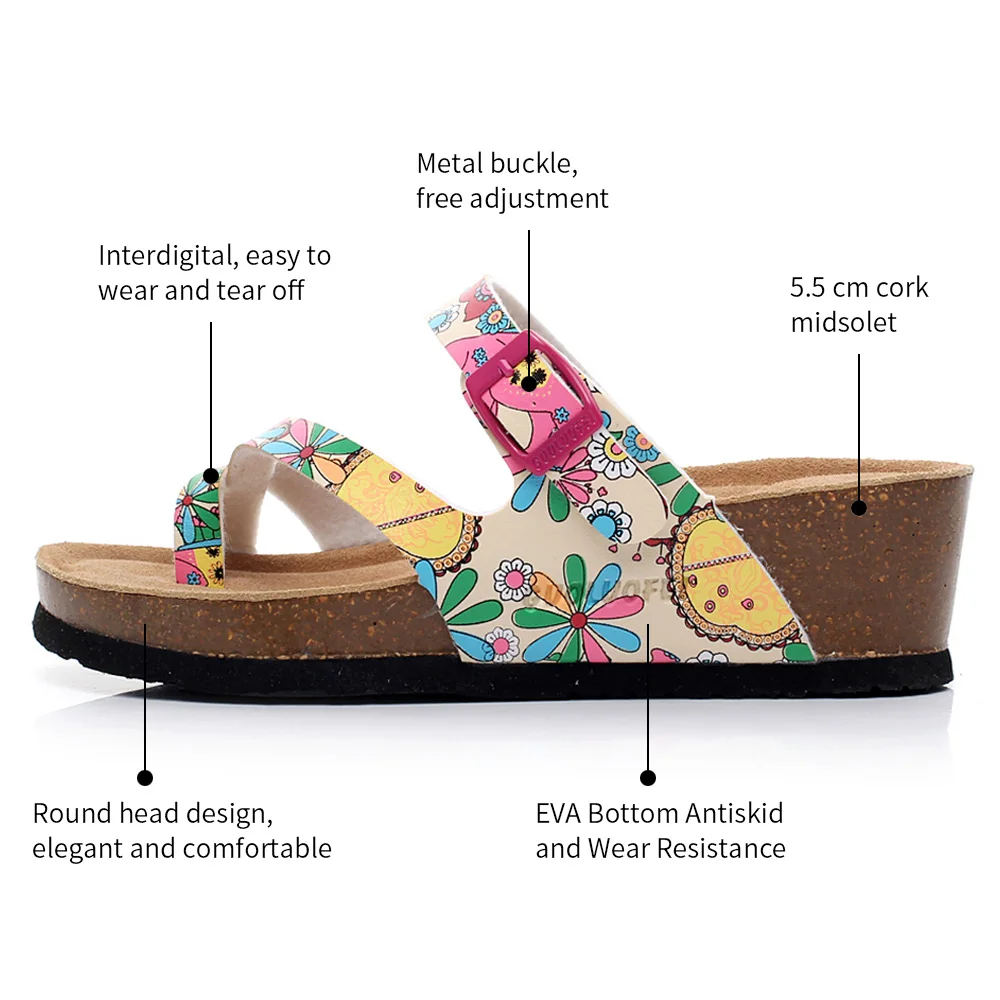 Women Floral Print EVA Wedge Heel Sandal Summer Autumn Beach Slippers For Ladies