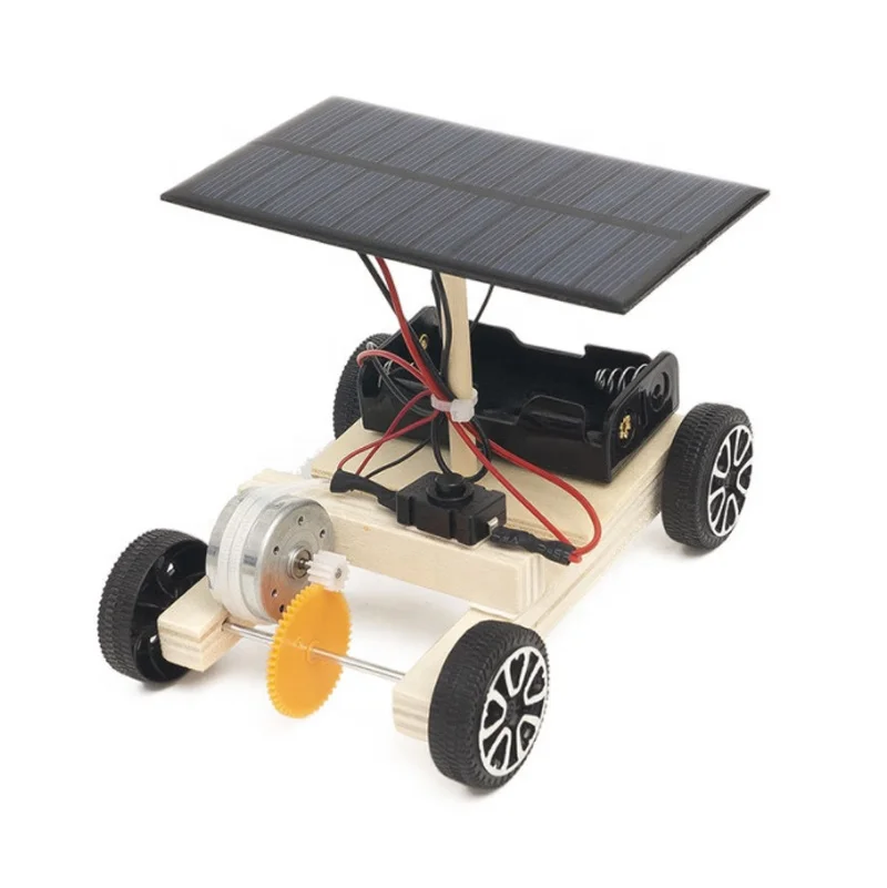 DIY Wooden Solar Powered Car Vehicle Model Robot Toys for Child Student Science Educational Project Funny Gadget Hobby Gift
