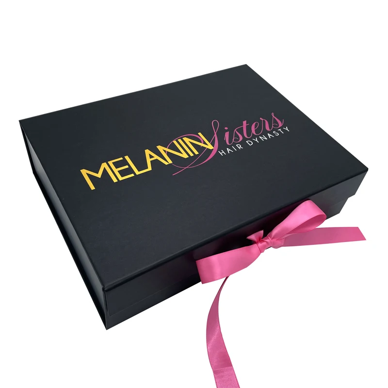 Wholesale Custom Private Label Luxury Black Band Magnetic Gift Hair Oil Product Packaging Boxes