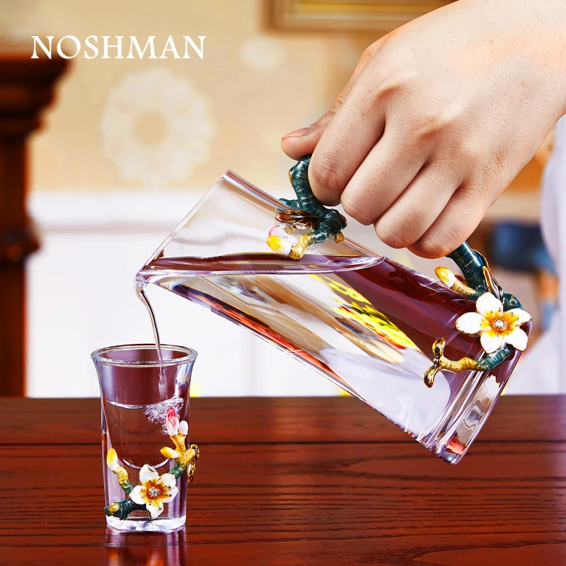 Chinese Style Vaso de whisky Glass Whiskey Wine Enamel Liquor Whiskey Wine Decanter Set