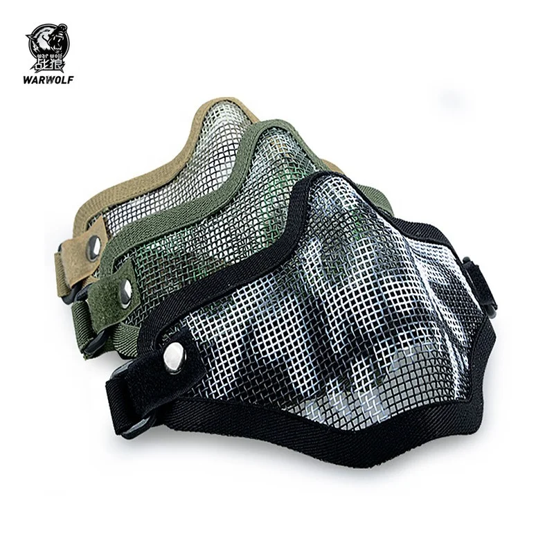 Single belt carbon steel half face military tactical combat customized paintball masks for sale