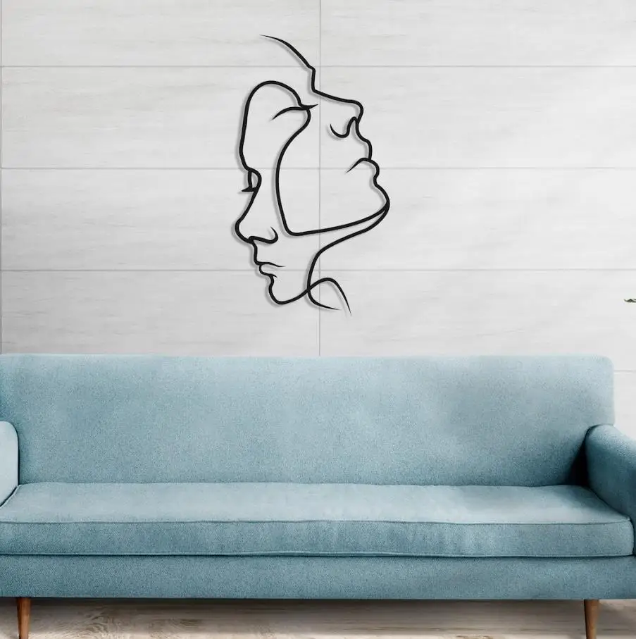 Minimalist Line 2 Faces Metal Minimalist Art Geometric Wall Decor Interior Decoration Wall Hangings Home Wall Art