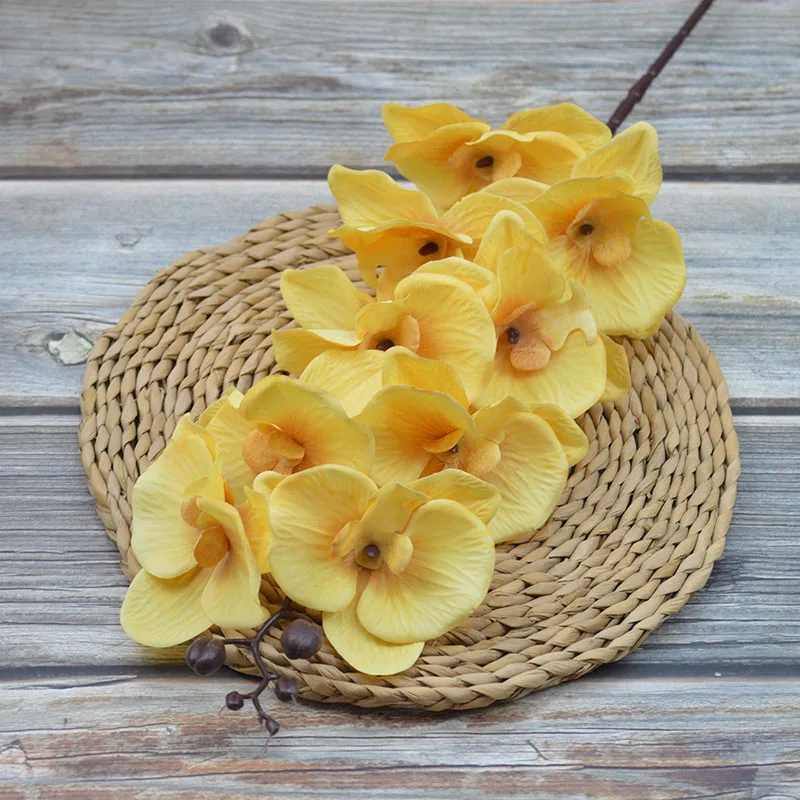 Real Touch Flowers Decoration 9 Heads Artificial Phalaenopsis Orchids