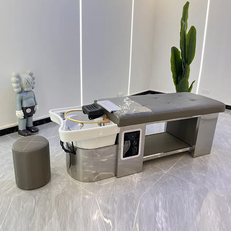 luxury salon head spa steamer washing hair facial massage shampoo bed for barber shop