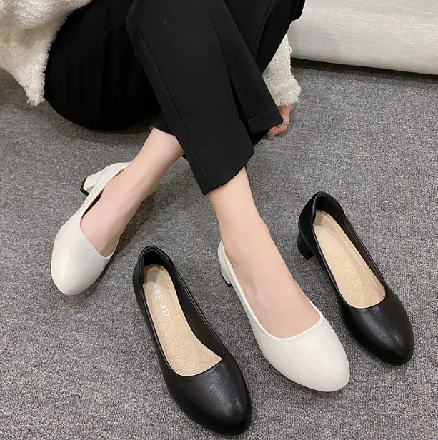 UP-5365r 42 43 Large Size Chunky Block High Heel Sandals Female Dress Pumps Slingback Work Office Shoes