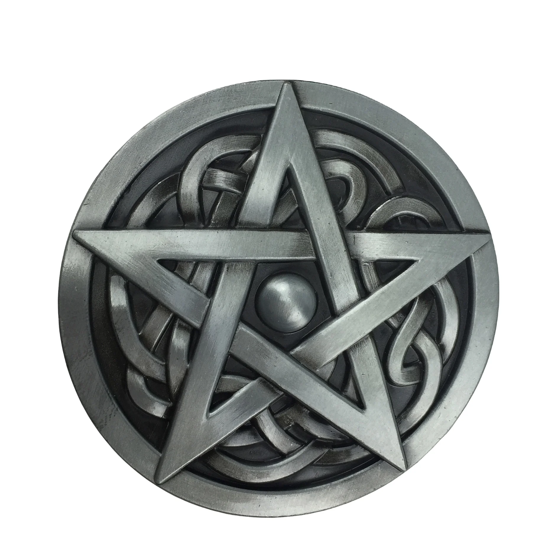 Wholesale Vintage Western Cowboy Circular Celtic Knot With Five Pointed Star Belt Buckle Pagan Pentagram Buckle Belt