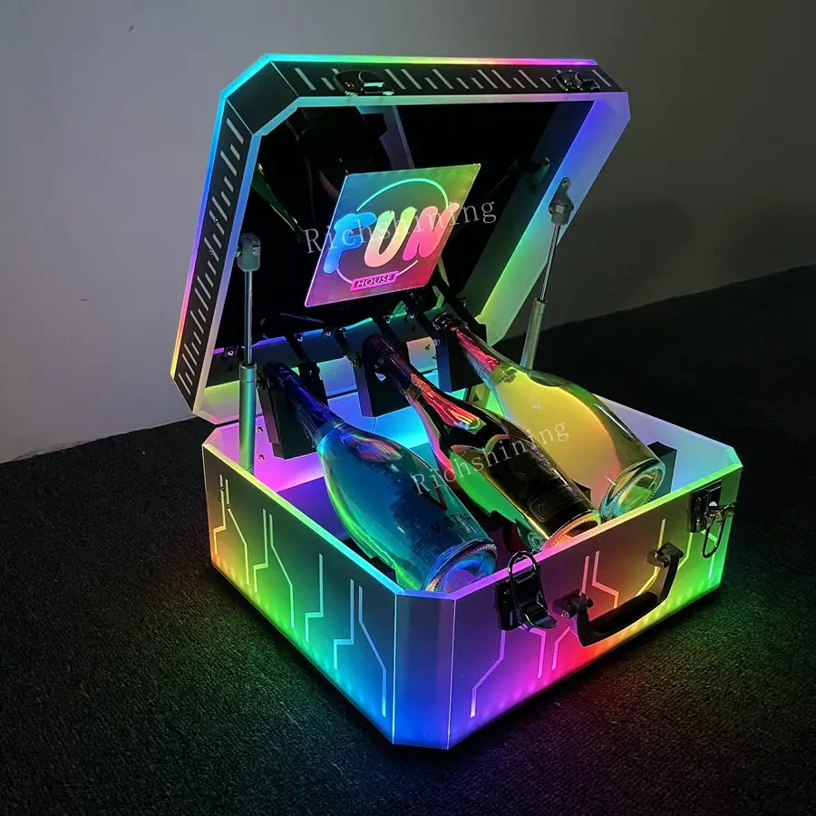 RICHSHINING Portable Suitcase Led Illuminated Bottle Service Box Presenter Glorifier VIP For Night Club KTV Wedding Party
