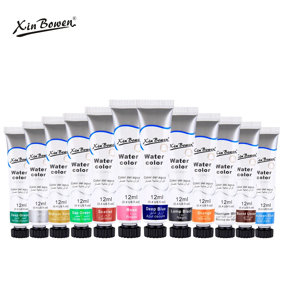 Xin Bowen Artist Paint 12ML Acrylic Paint Set With 12Colors Watercolor Pigment Kit For Art